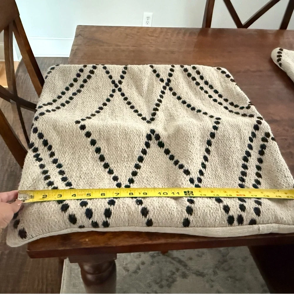 Two Crate & Barrell Geometric Black and Tan Accent Pillow